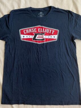 Navy Short Sleeve Tee with Red and White Chase Elliott Shield